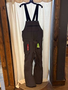 Volcom Grey Bib Snow Pants with Black Straps